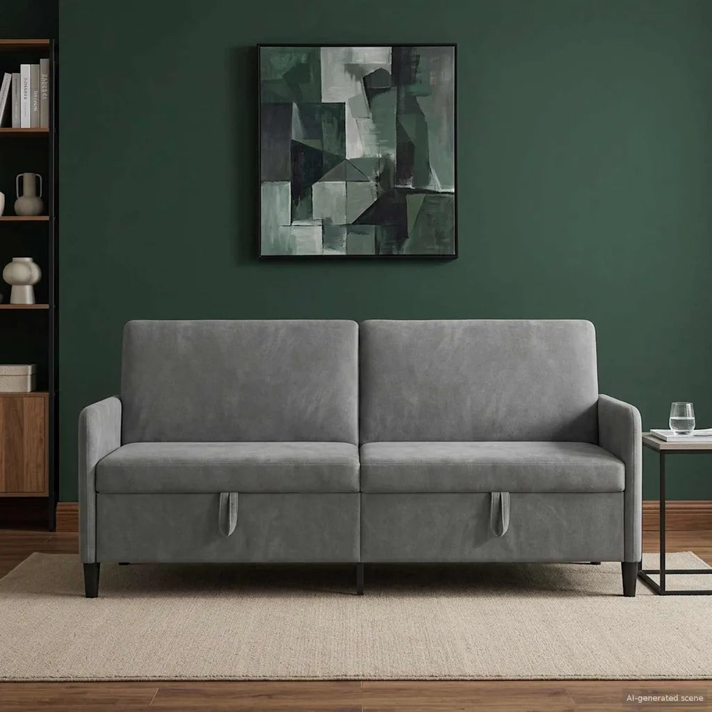 Divano con Storage Grigio Scuro 192 x 78 x 87 cm Poliestere 42036990