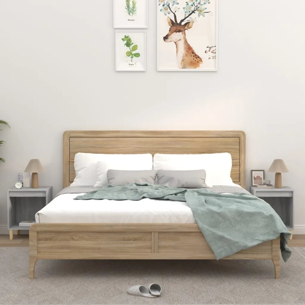 Set di 2 Comodini | Armadio da Notte | Mobiletto da notte Grigio Sonoma 40x35x50 cm