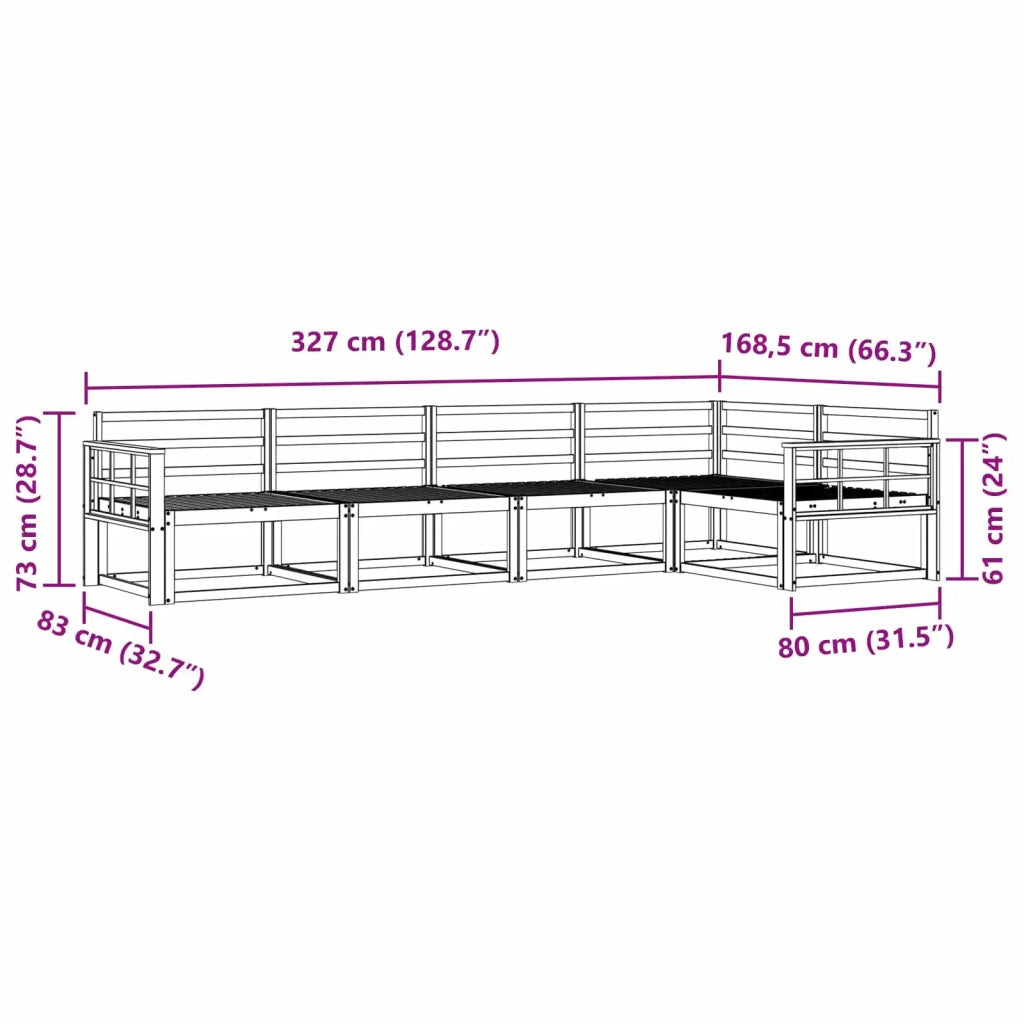 Set di divani da esterno 5 pcs Bianco 327 x 168,5 x 73 cm 3386453
