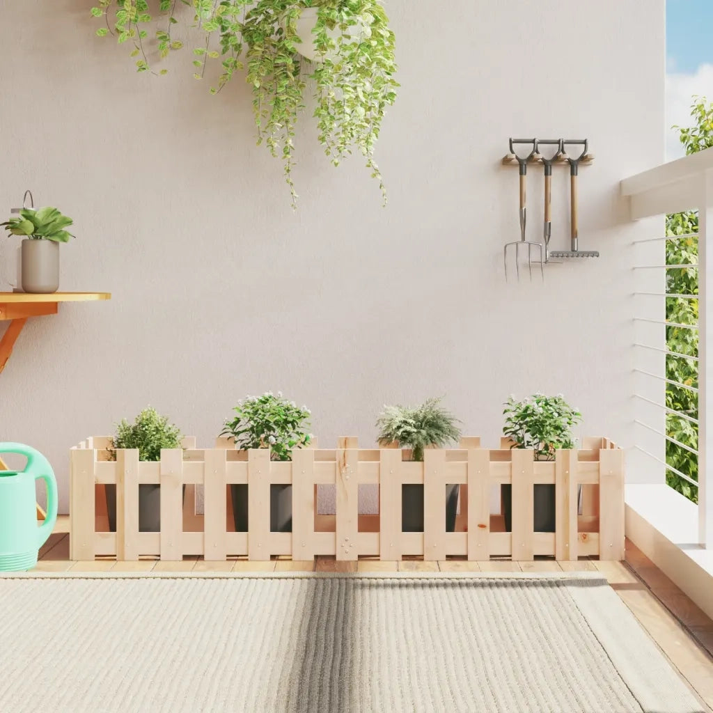 Fioriera | Cassetta per fiori | Vaso Rialzata Giardino a Recinzione 150x30x30 cm Legno Pino
