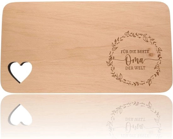 Scarpa da colazione in legno, tavolo da colazione con incisione in legno, tavolo da colazione con foro a forma di cuore, regalo per nonna, regalo personalizzato per la madre, regali per le nonne