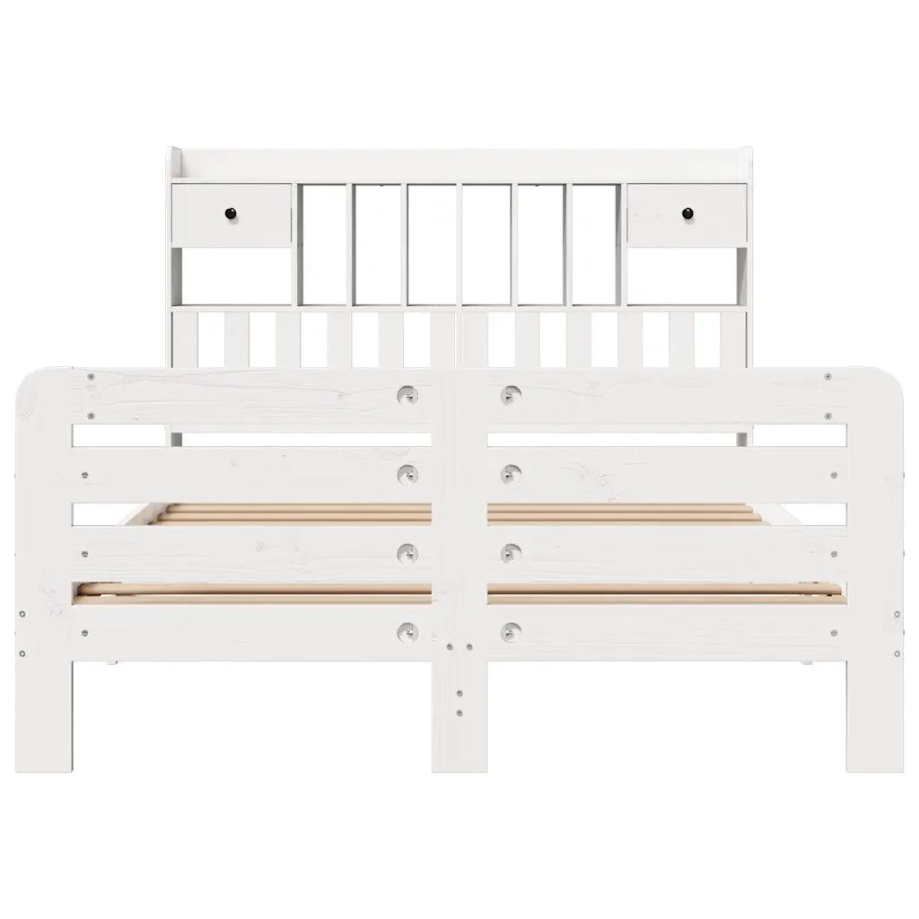 Letto Libreria senza Materasso Bianco 140x200 cm Legno di Pino 3309963