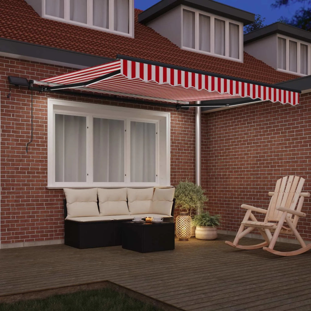 Tenda retrattile-Tenda parasole per balcone Rosso e bianco 350 x 250 cm Tessuto