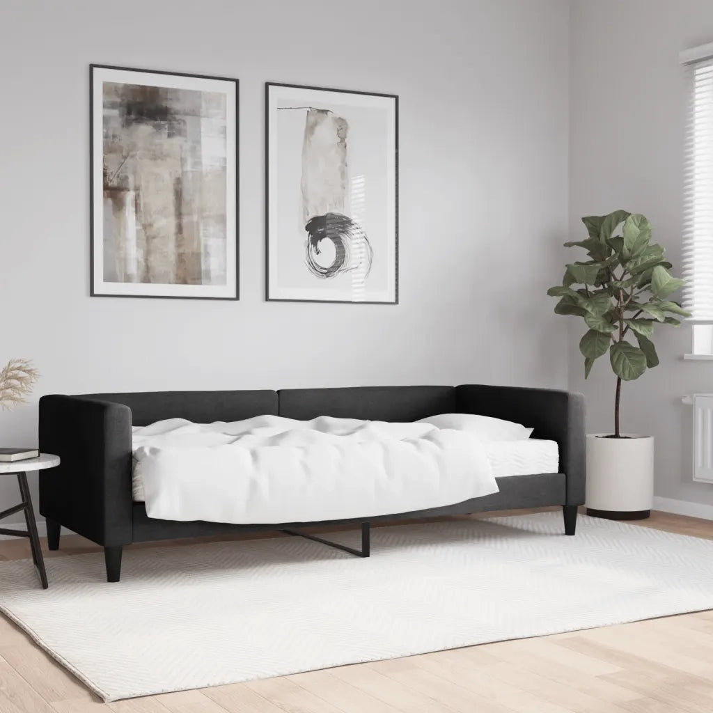 Divano Letto con Materasso Nero 80x200 cm in Tessuto 3196557