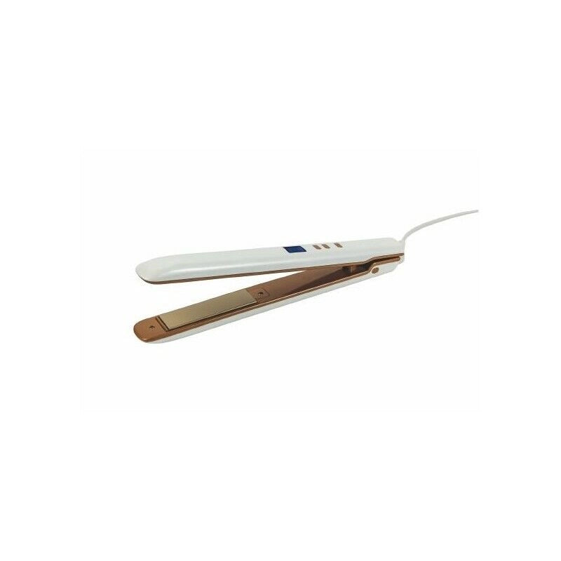 PIASTRA PER CAPELLI DIGITALE IN ACCIAIO E PLASTICA 30 W IN COLORE BIANCO ORO