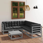 Set di mobili da giardino 6 pezzi e cuscini, set da giardino, set da giardino, set da terrazza, set da terrazza, divani in terrazza, legno di pino massello