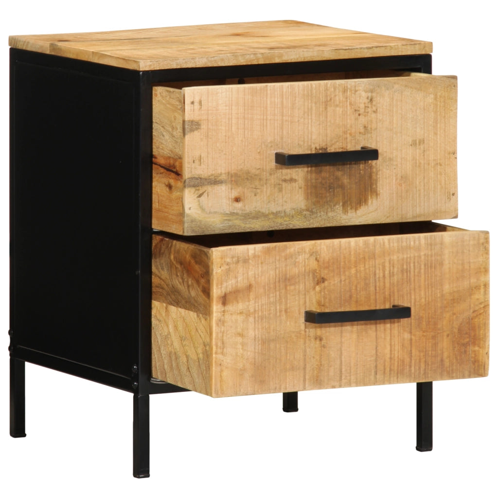 Comodini 2 pz 40x35x50 cm Legno massello di mango grezzo