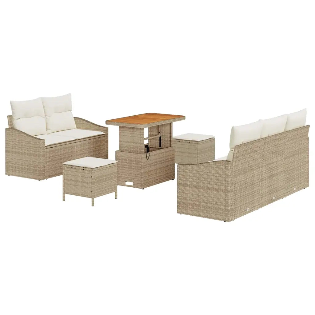 Set Divano da Giardino con cuscino 8 pcs Beige e Crema 3364551
