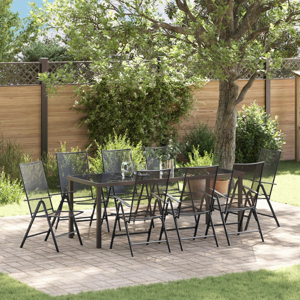 Set da Pranzo da Giardino 9 Pezzi Acciaio Antracite
