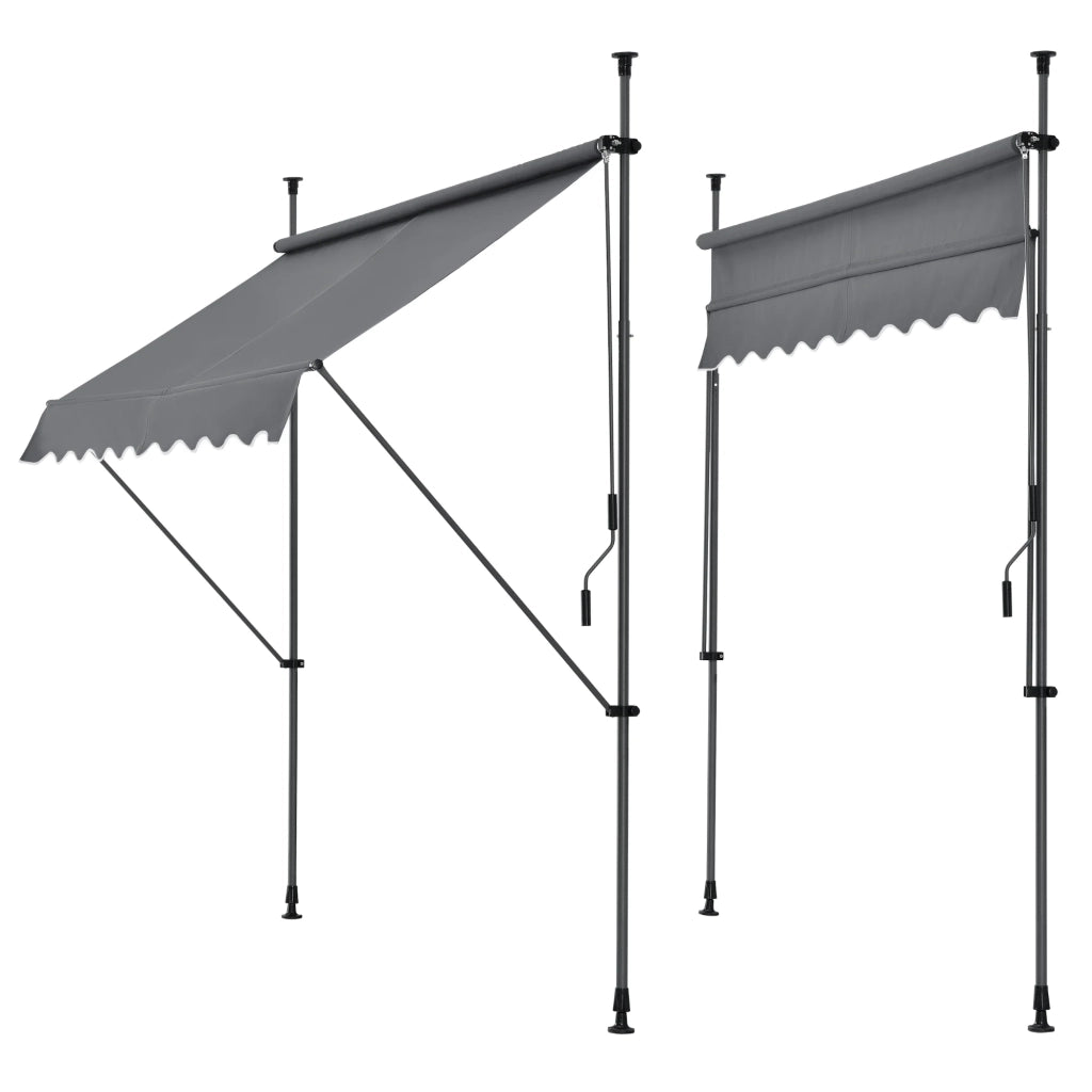 Tenda da sole telescopica in acciaio e poliestere 200 x 120 x 200-300 cm grigio ardesia 03_0008321