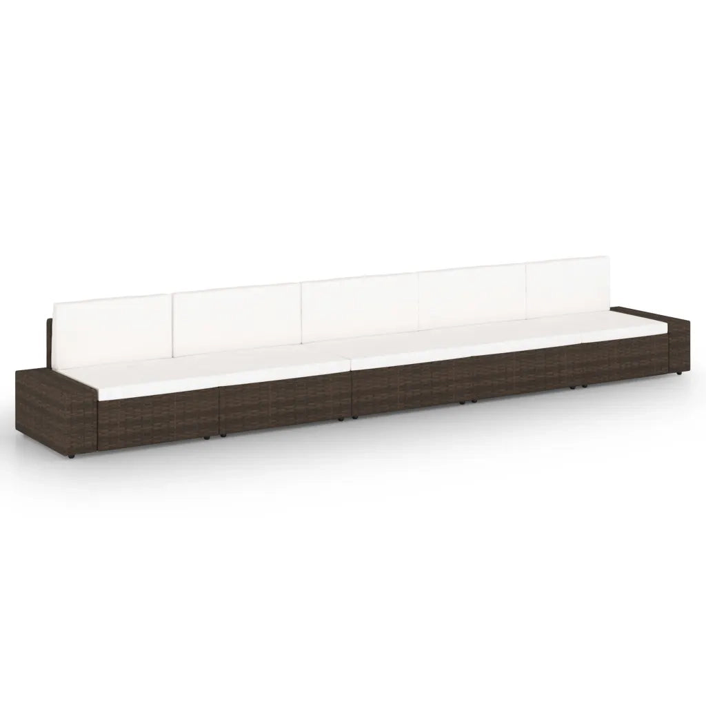 Set Divani da Giardino 5 pz con Cuscini in Polyrattan Marrone cod mxl 38037
