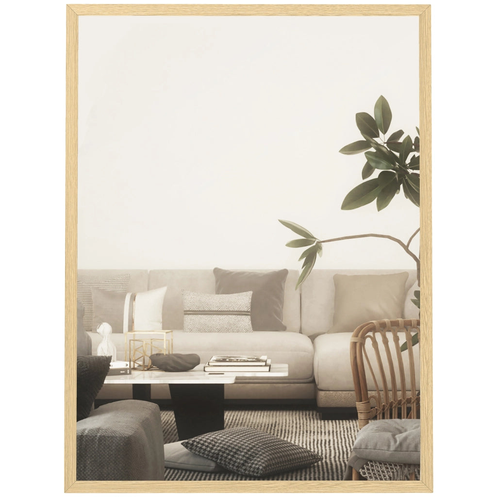 Specchio Rettangolare da Parete ¨C Xylo ¨C Cornice Legno Naturale 80x60 cm
