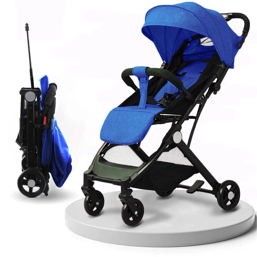 Passeggino Wizy Easy Ultra Leggero Chiusura Facilitata Salvaspazio Portata 15 kg-Blu