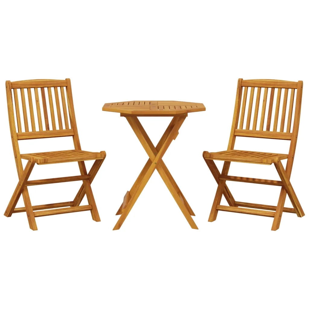 Set BistrÃ² Pieghevole 3pz in Legno Massello di Acacia