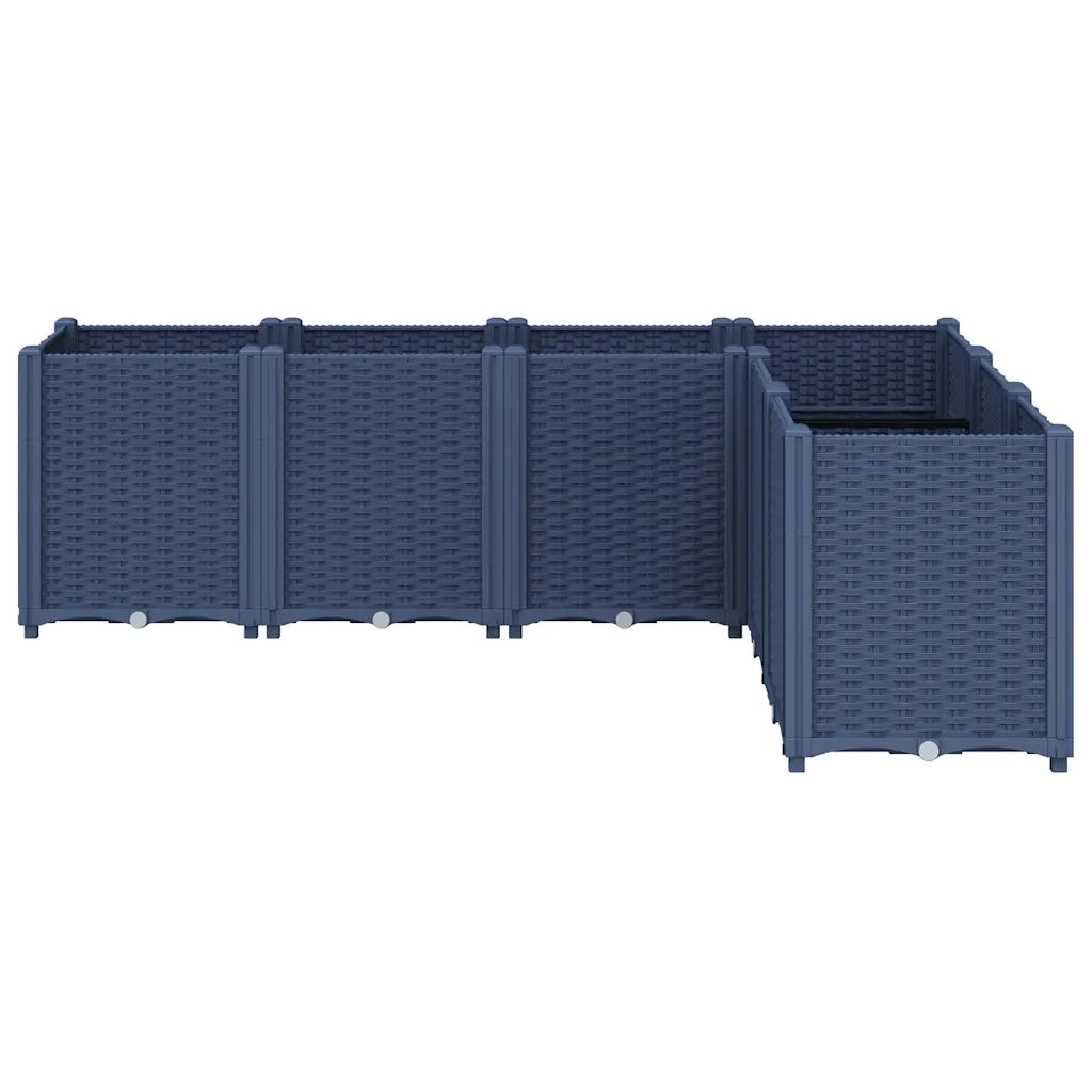 Fioriera | Cassetta per fiori | Vaso da Giardino Grigio Blu 160x120x53 cm in PP