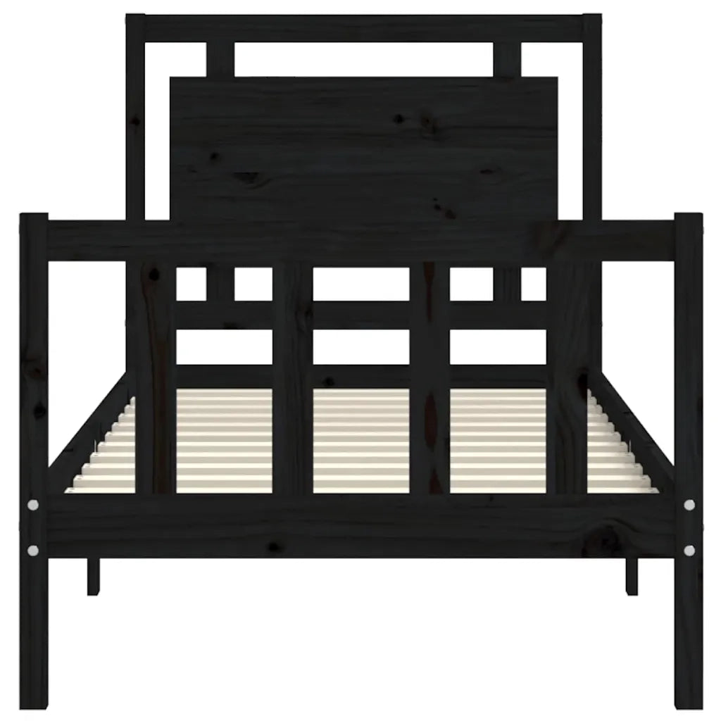Giroletto con Testiera Nero Small Single in Legno Massello 3192130