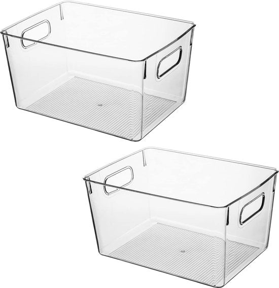 Organizzatori trasparenti in plastica per frigorifero, armadio, magazzino e cucina - Organizzatori multiuso per l'archiviazione di alimenti, frutta, verdura, detergenti e abbigliamento