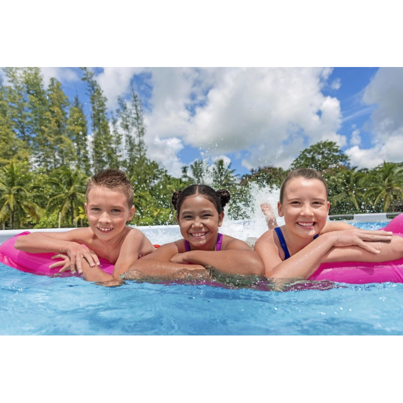 Piscina fuori terra rettangolare con telaio in acciaio e filtro a sabbia, 549x274x122 cm con scaletta e copertura capacità 15897 L - Bestway