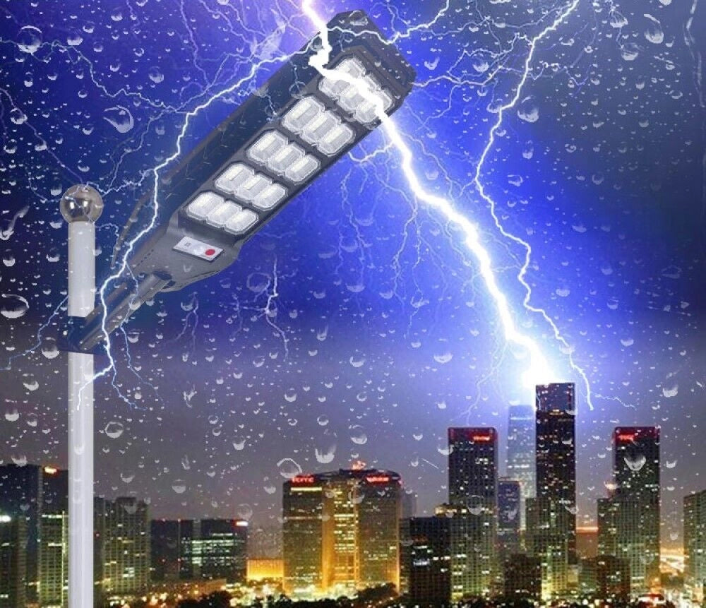 Faro lampione stradale pannello solare con sensore telecomando 180 led 300W 525