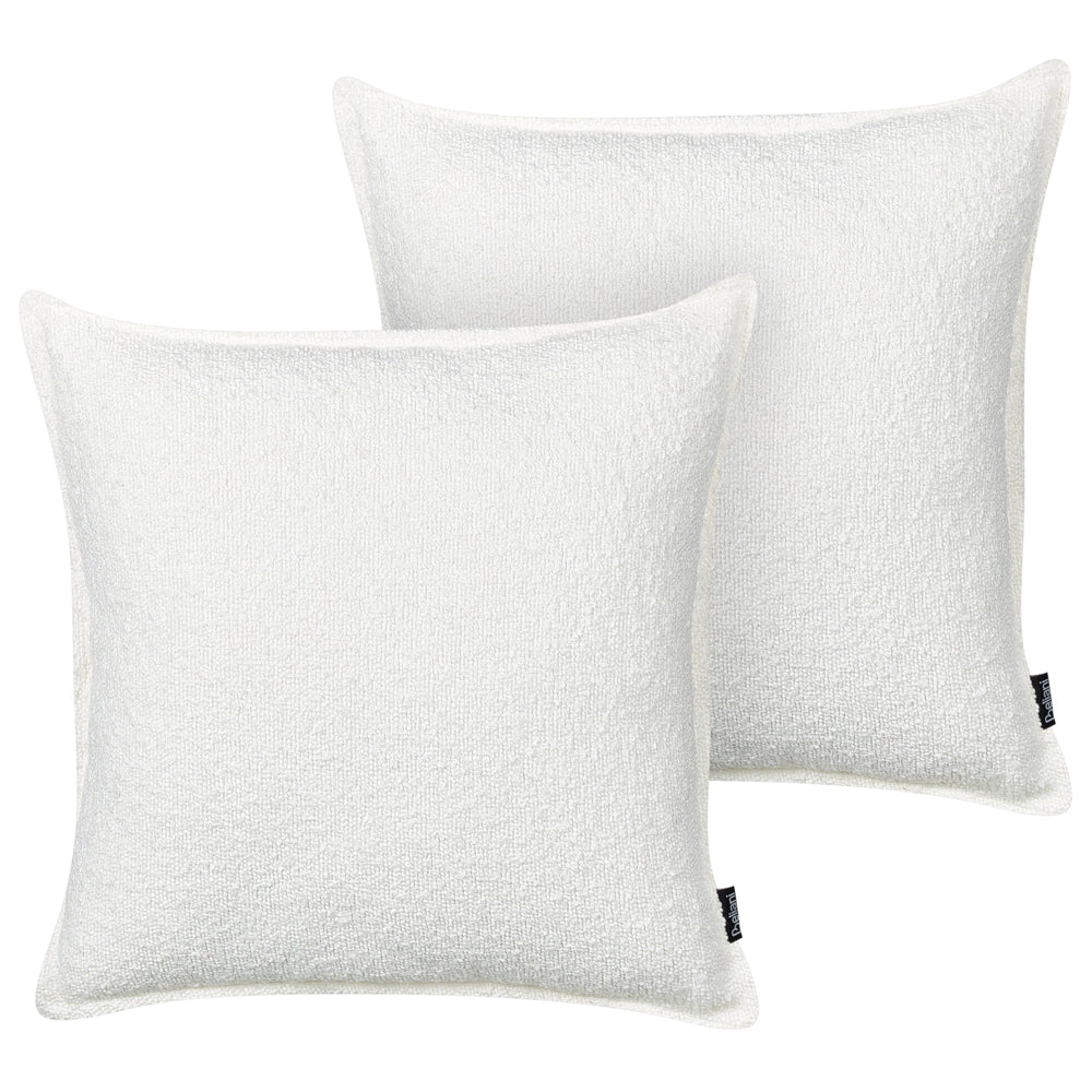 Set di 2 cuscini decorativi in tessuto felpato con motivo a tinta unita bianco crema divano camera da letto salotto