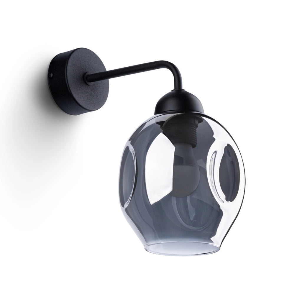 Applique Pure Lume BROSSA nera vetro fumé E27 1 luce