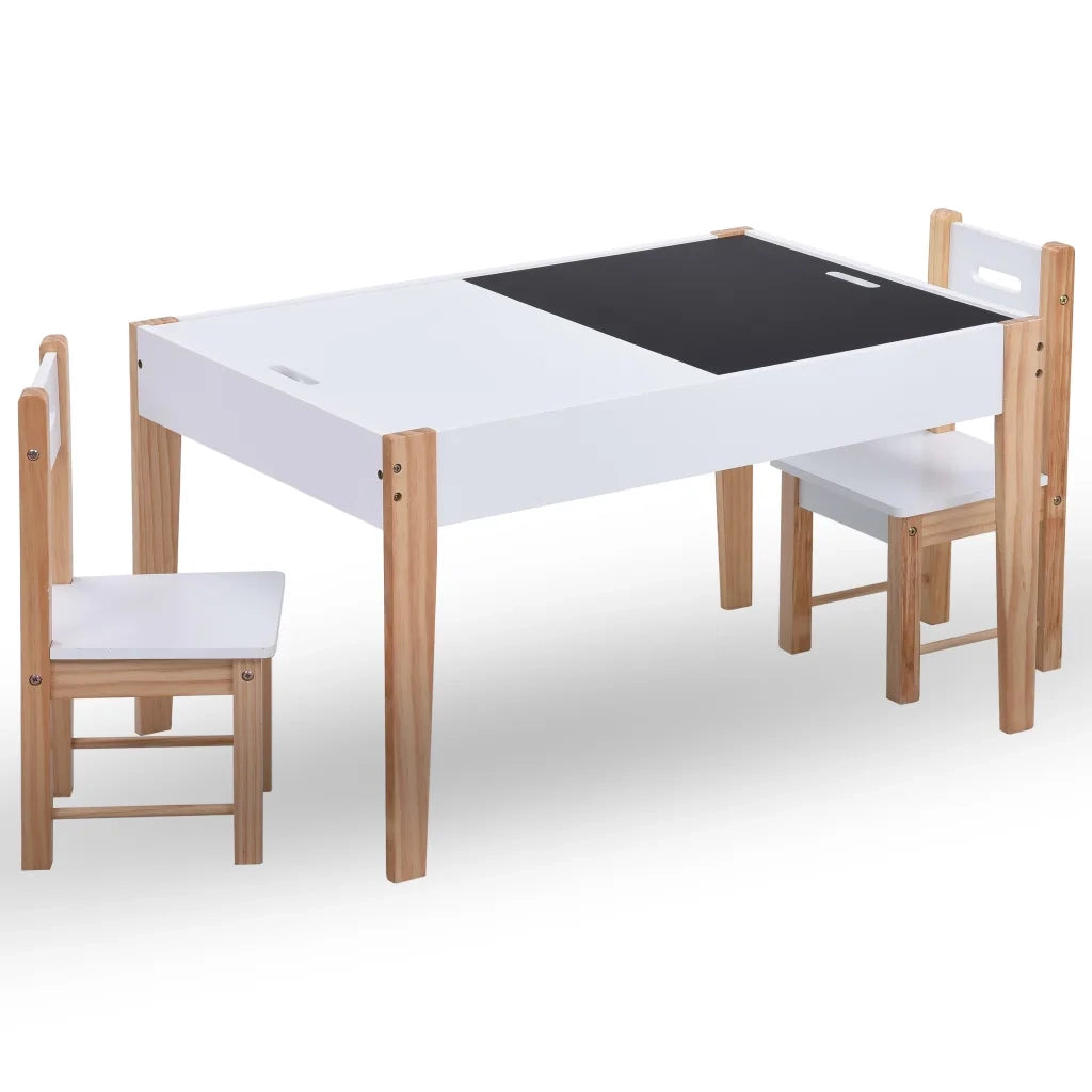 Set Sedie e Tavolo Lavagna per Bambini 3 pz Nero e Bianco CFW9010086