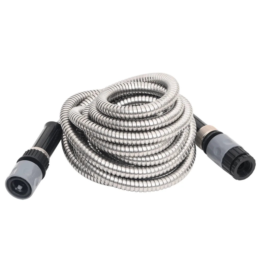 Tubo da Giardino con Ugello Spray Argento 0,6" 15 m in Acciaiocod mxl 73212