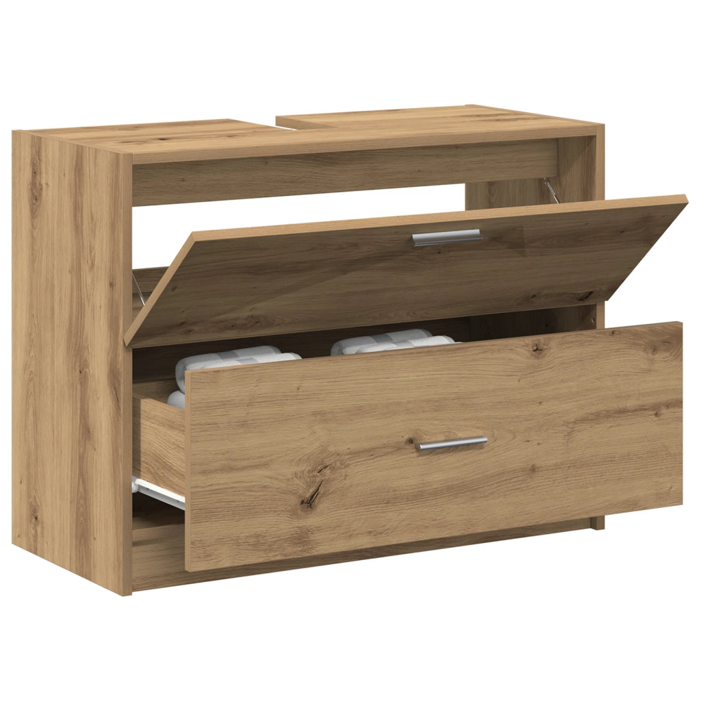Mobile da Lavabo Rovere Artigianale 78x37x59 cm Legno Ingegnerizzato