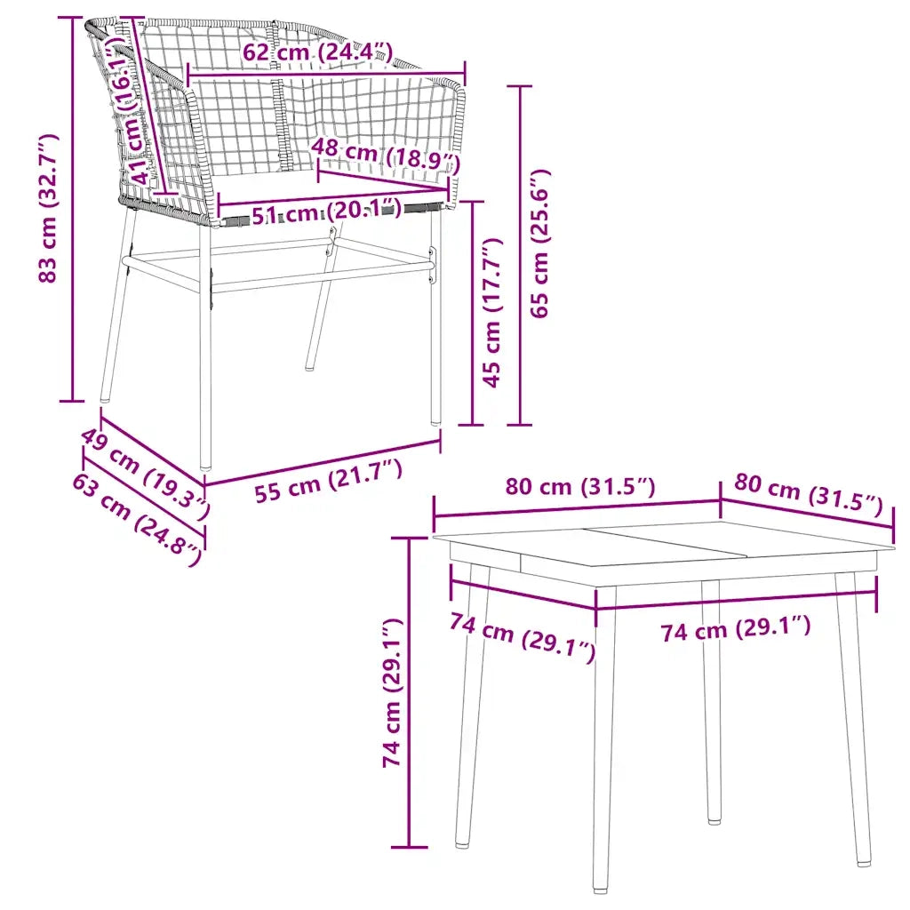 Set da Pranzo da Giardino con Cuscini 5 pz | Set Salotto da Giardino Polyrattan Vetro