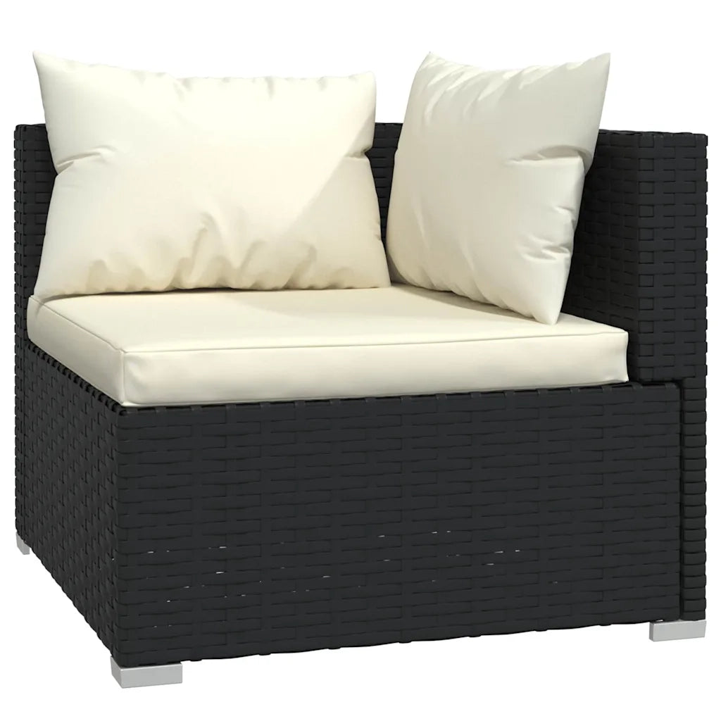 Salotto da Giardino-Set Divani da Giardino 3 pz con Cuscini in Polyrattan Nero 839653
