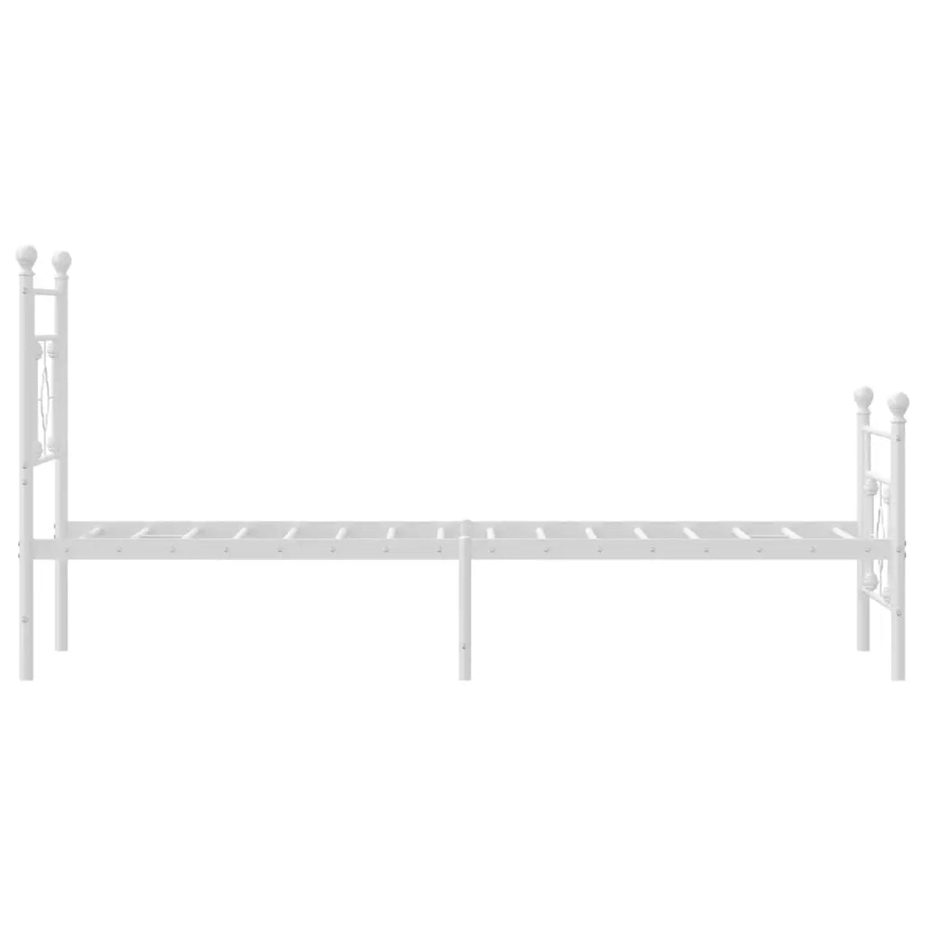 Giroletto con Testiera e Pediera Metallo Bianco 80x200 cm 374397