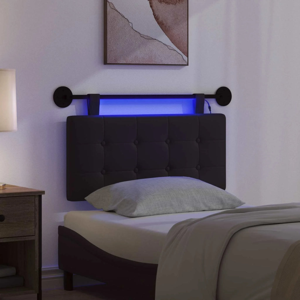 Testiera sospesa Con luce LED Nero Similpelle