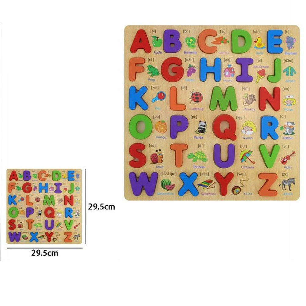 Trade Shop - Puzzle Alfabeto 3d Giocattolo Educativo Bambini Puzzle 3d Lettere Legno Colorate -
