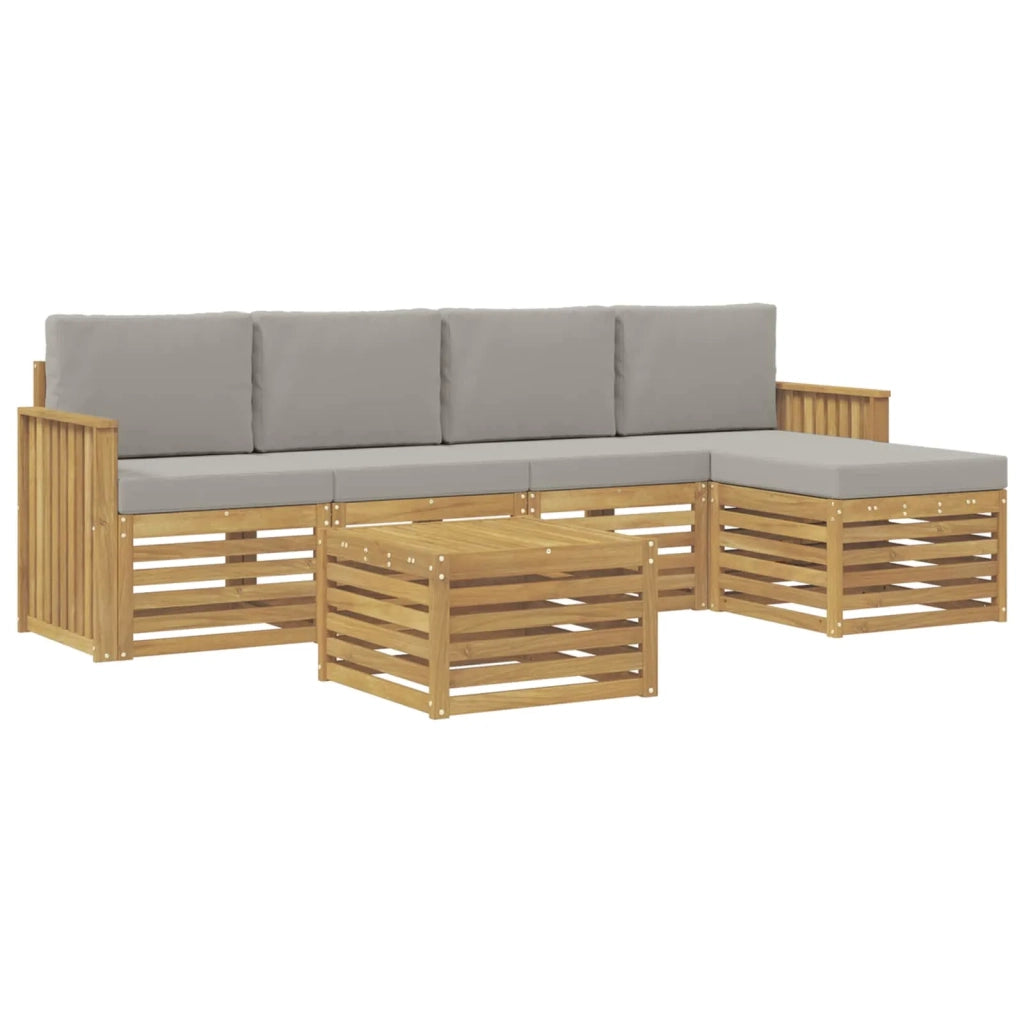 Set di divani da esterno 6 pcs Bianco e Grigio Chiaro 3391711