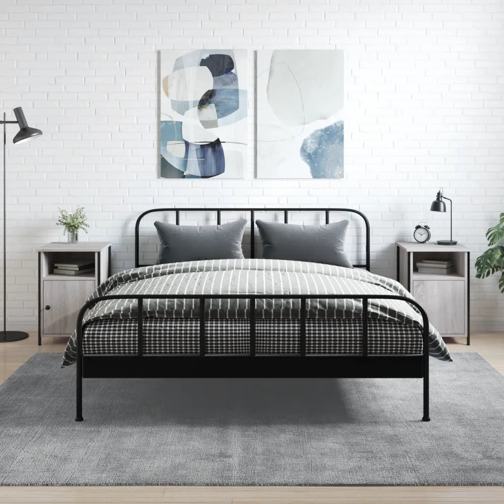 Set di 2 Comodini | Armadio da Notte | Mobiletto da notte Grigio Sonoma 40x42x60 cm in Legno Multistrato