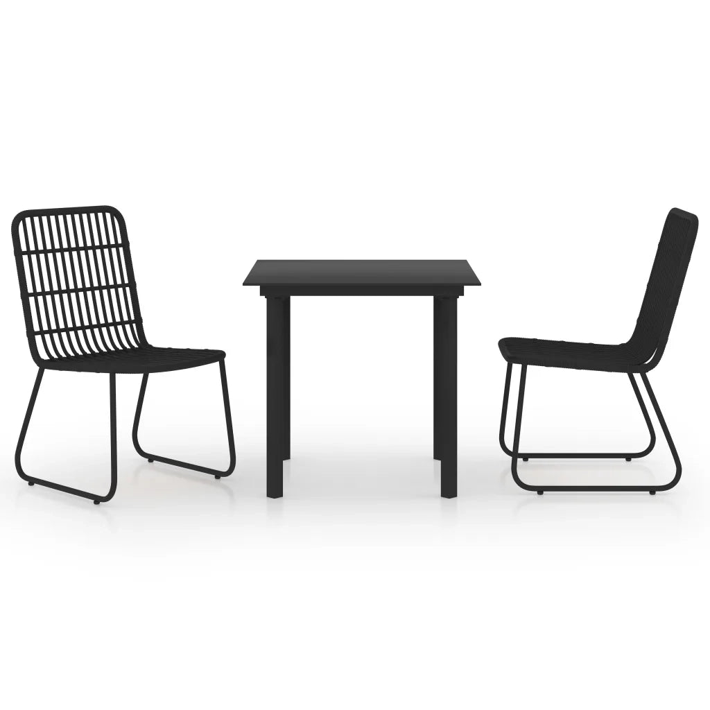 Set da Pranzo da Giardino 3 pz in Polyrattan e Vetro cod mxl 37719