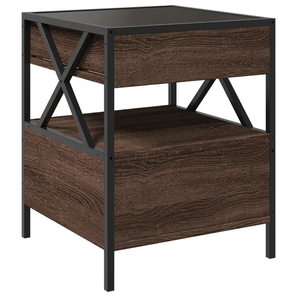 vidaXL Tavolino da Salotto con LED Infinity Rovere Marrone 40x40x51 cm