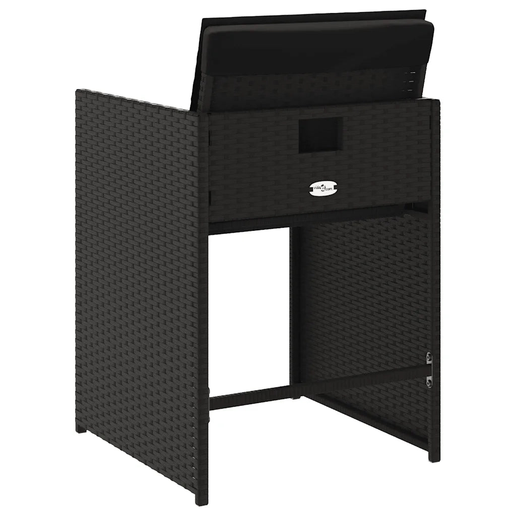 Sedie da Giardino con Cuscini 4 pz | Sedie da Esterno Nere in Polyrattan