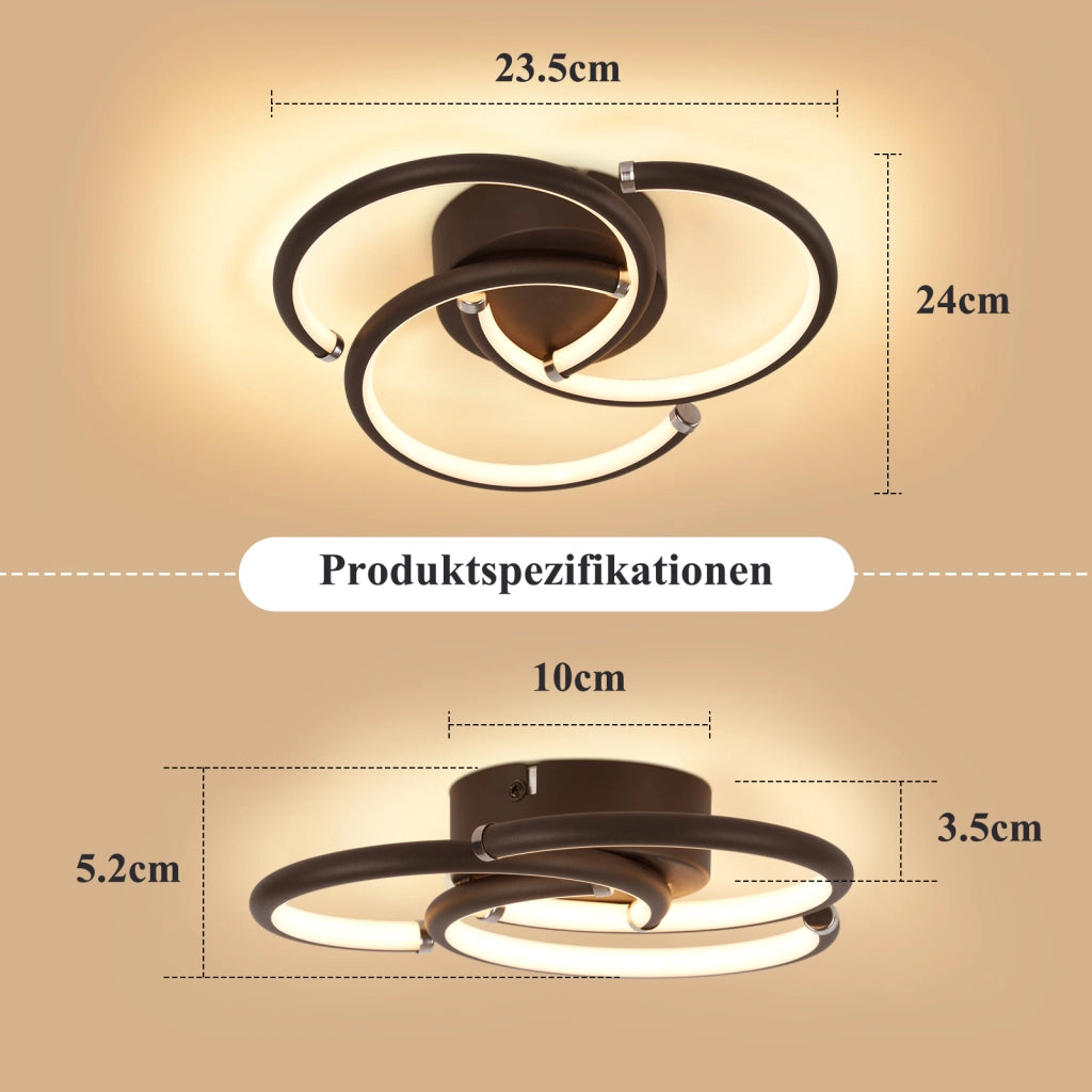 ZMH Lampada da Soffitto LED 24W 3000K Nera Anelli Moderna in Metallo per Soggiorno Ufficio Cucina Corridoio