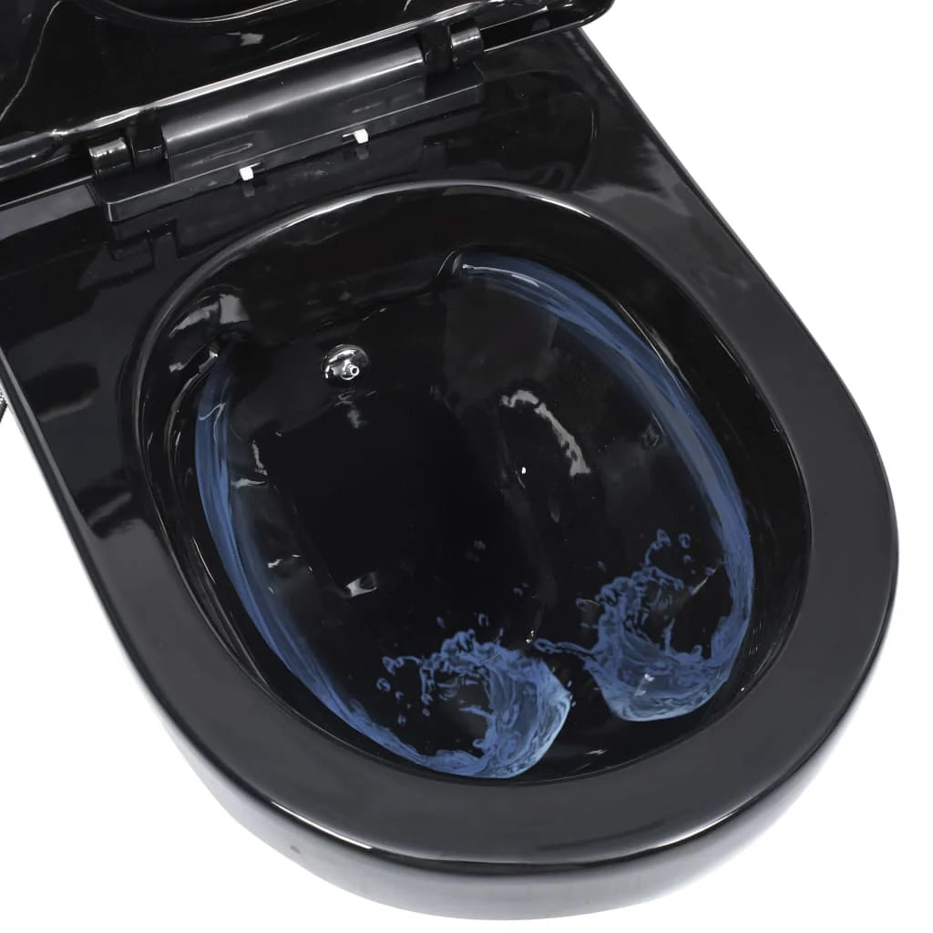 WC sospeso senza brida con funzione bidet WC sospeso con funzione soft-close ceramica nera 02_0003575