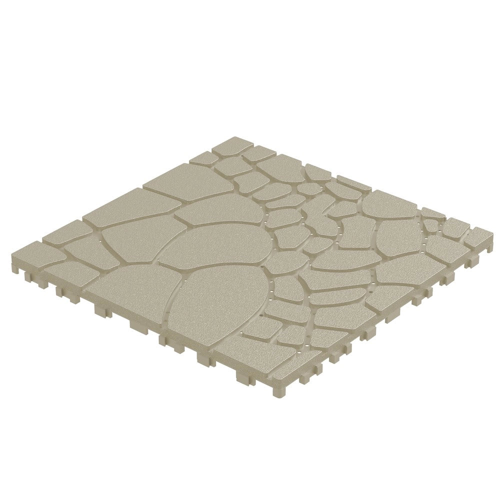 Piastrelle da Pavimento Interlocking per Patio ¨C MINIMAL ¨C Beige, 44 pcs, 30x30 cm
