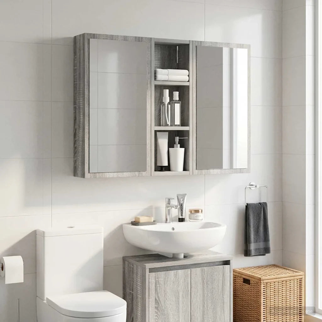 Armadio da bagno a muro Sonoma grigia 20 x 10 x 60,5 cm 889292