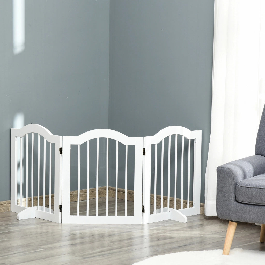 Cancellino per Cani Pieghevole 3 Sezioni ¨C zephmum ¨C Legno Bianco 154.5x29.5x61