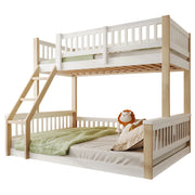 LETTO A CASTELLO 90x200+140x200 cm in legno bianco e naturale, senza materasso