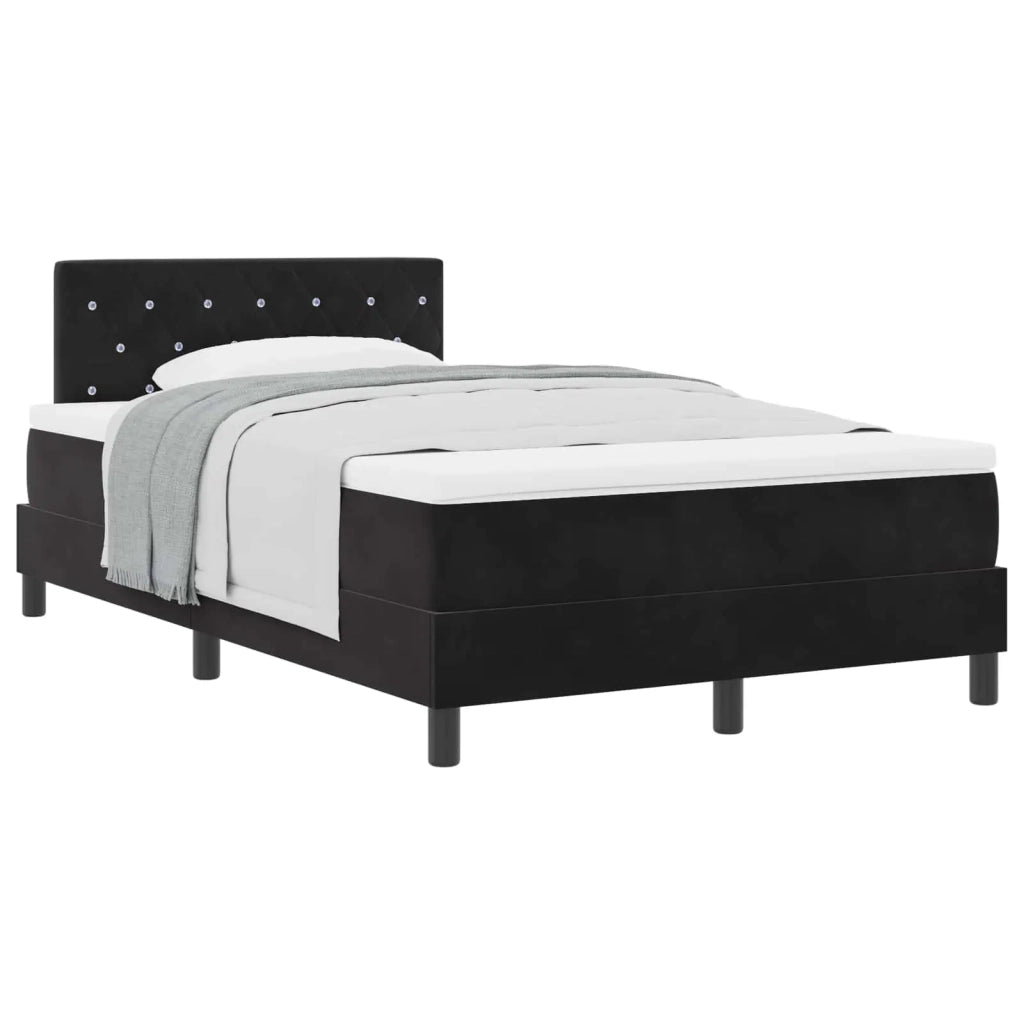 Letto a molle con materasso Nero 120 x 190 cm Velluto 3339094