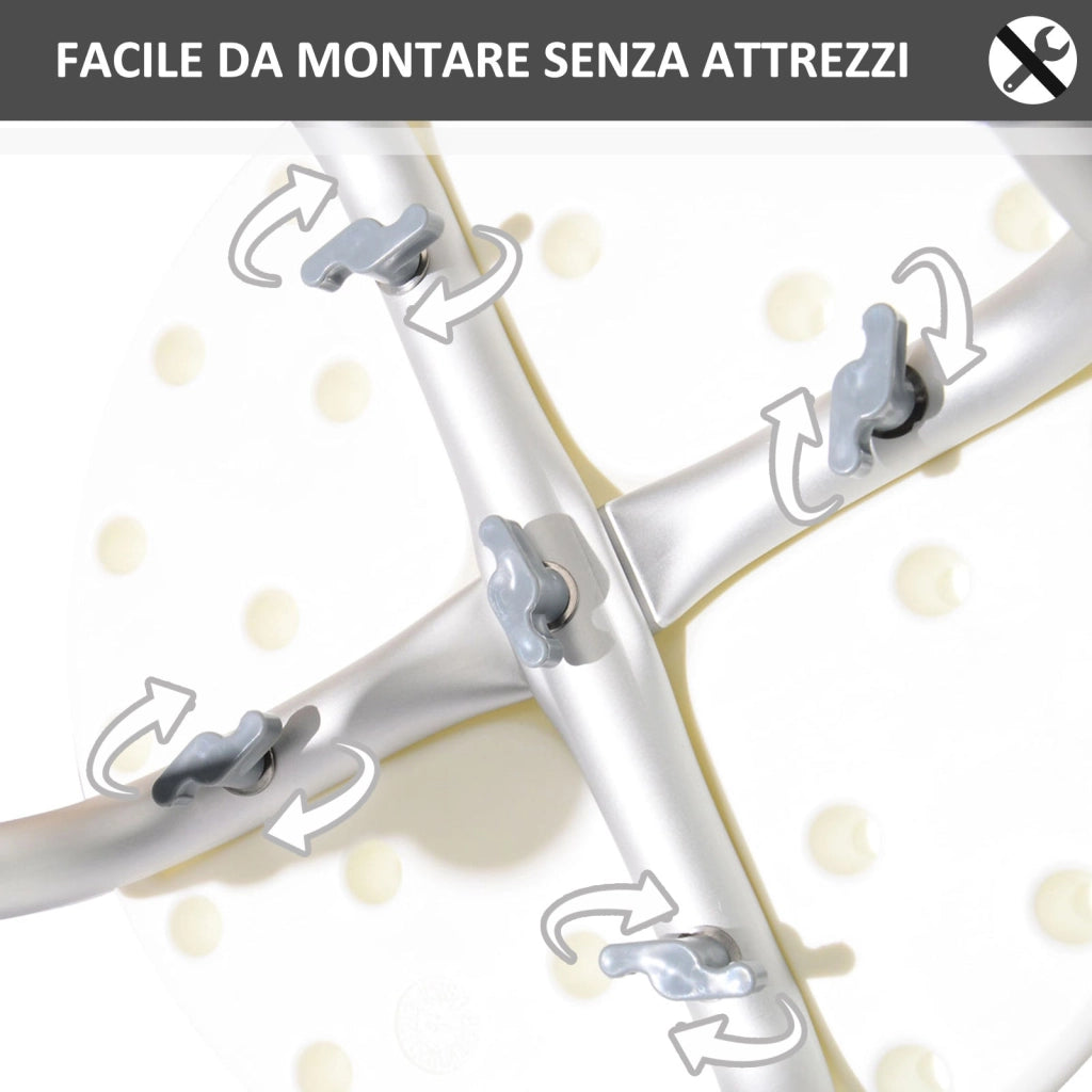 Sgabello per doccia bagno altezza regolabile antiscivolo bianco