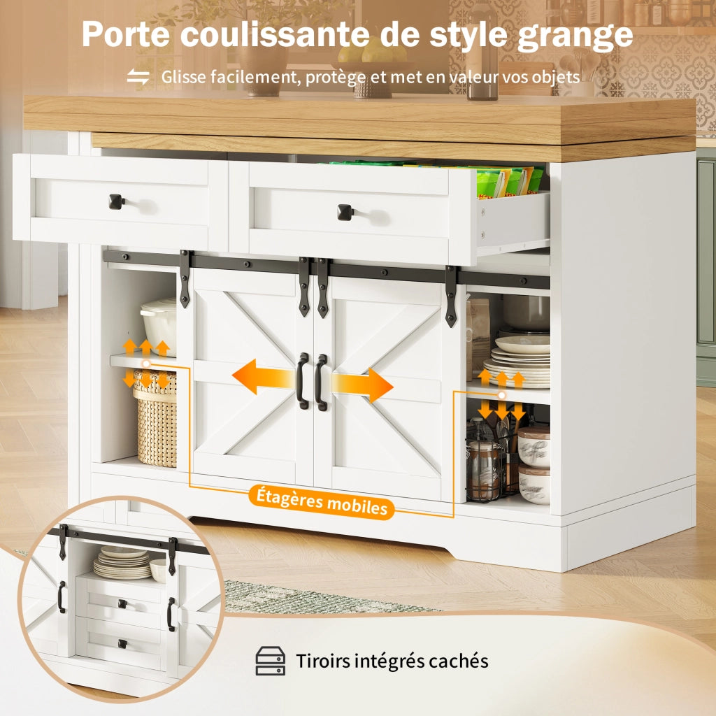Tavolo da pranzo con armadio laterale; pannelli girevoli a 360°; per cucina; 120-197 × 40 × 72 cm