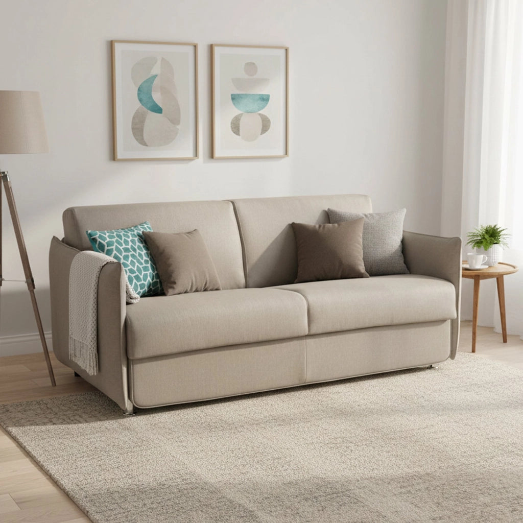 Gravere, Divano Letto 3 Posti Sfoderabile Made in Italy, 200x95 cm Grigio Tortora