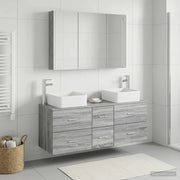 Set di mobili per il bagno 4 pcs Sonoma grigio 3406788