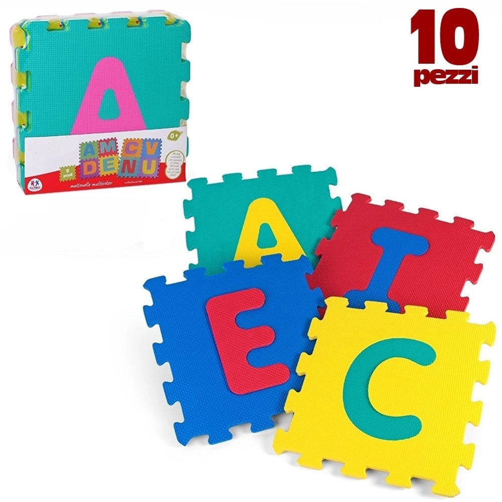 Trade Shop - Tappeto Tappetino Puzzle Lettere 10 Pezzi Morbido Dimensione Mattonelle 30x30cm -